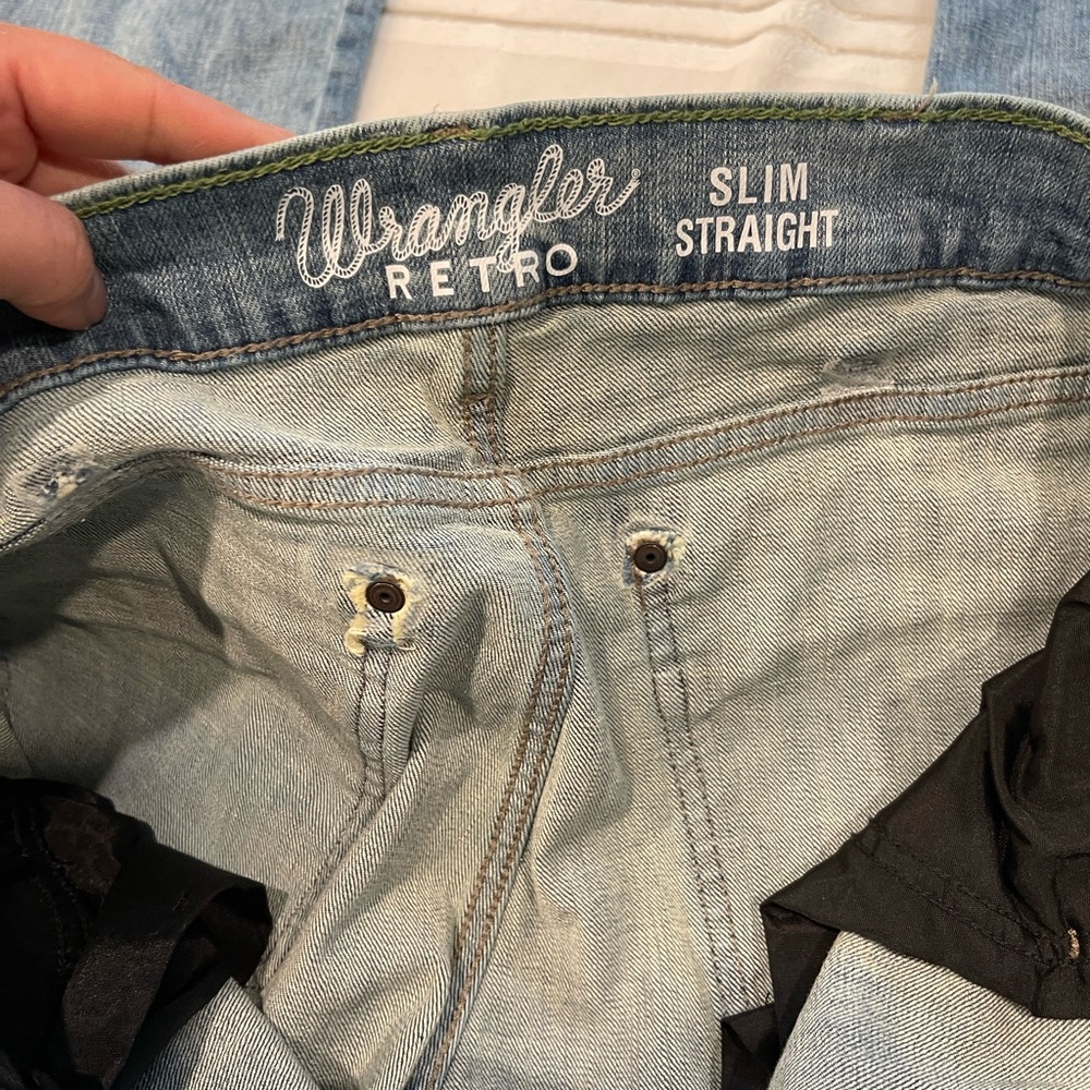 Wrangler Retro - Blue Slim Straight Leg Jeans Classic Style, 32 Waist 34 Length - Picture 4 of 5